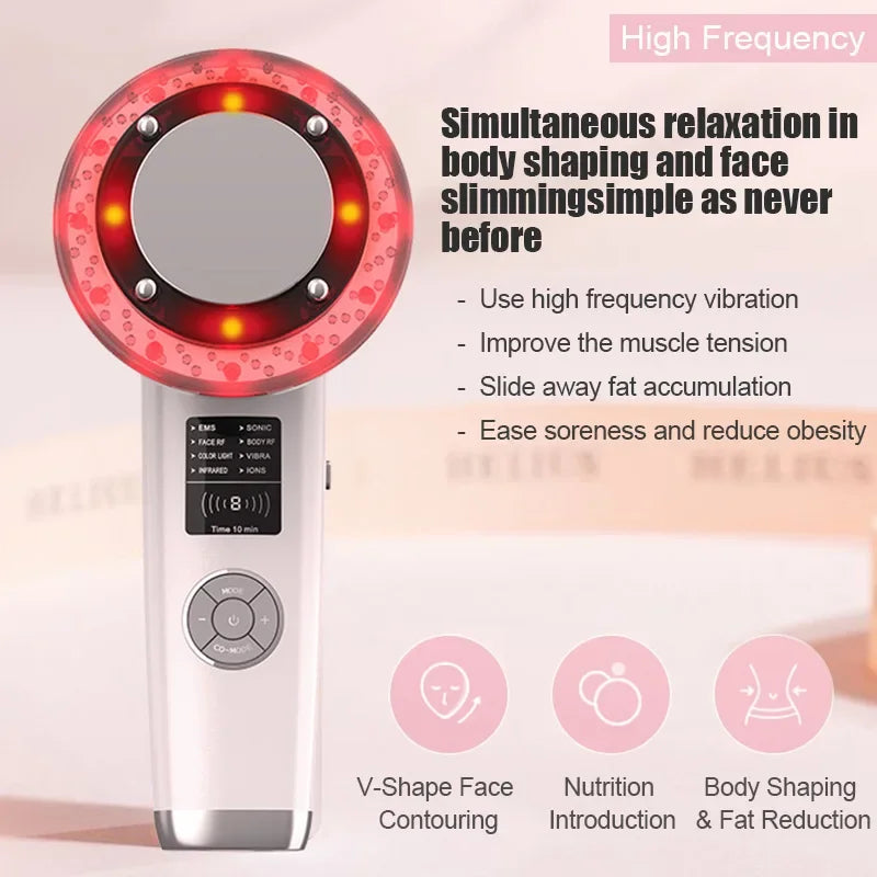 8 IN 1 Ultrasound Anti-Cellulite Body Slimming Machine Face Lifting EMS Massager RF Infrared