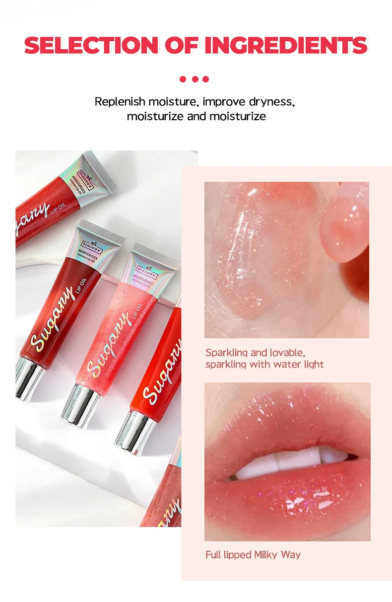 4 Colors Moisturizing Plumper Glitter Reducing Lip Lines Lip Gloss