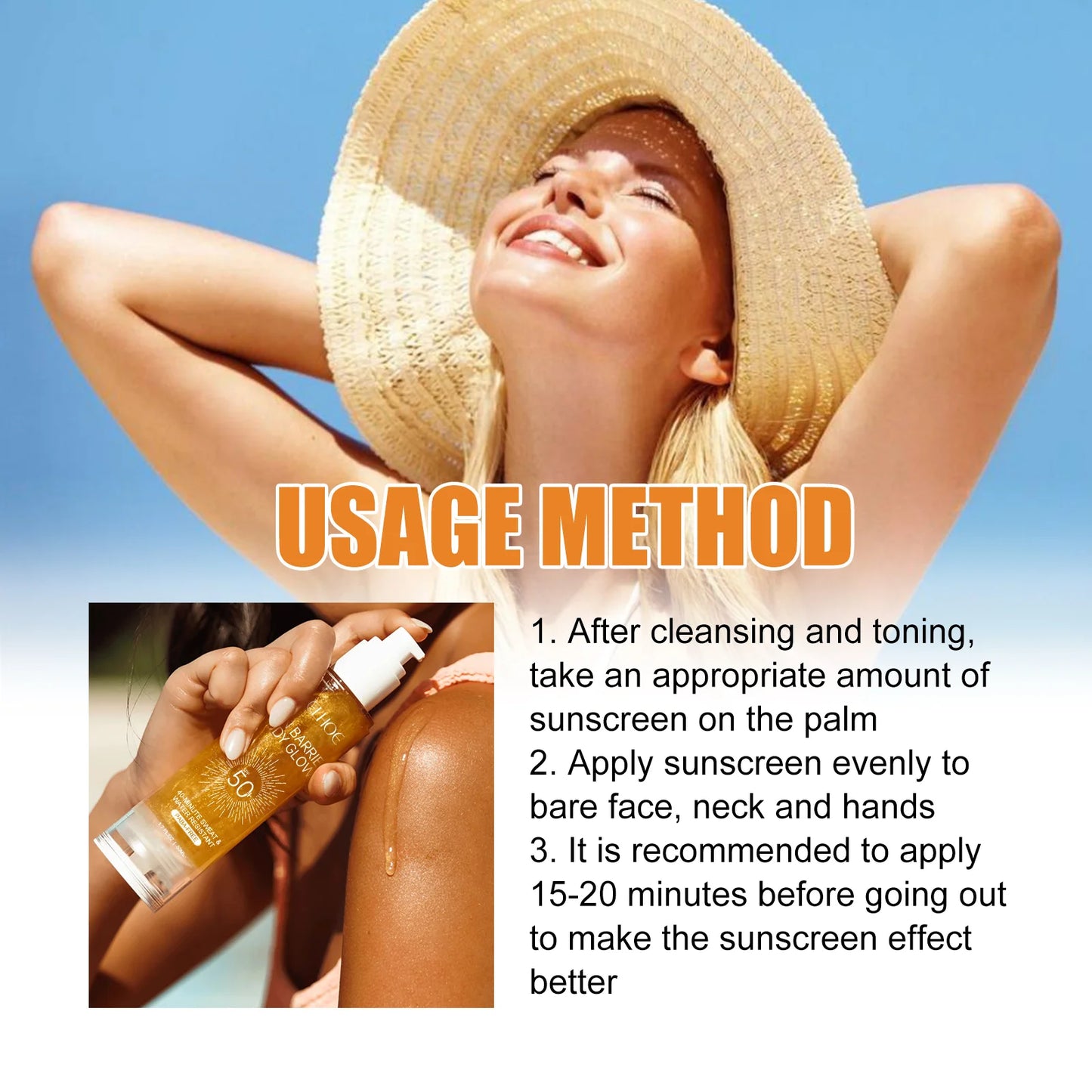 Facial Body Sunscreen Spf 50 Waterproof UV Protector Moisturizing