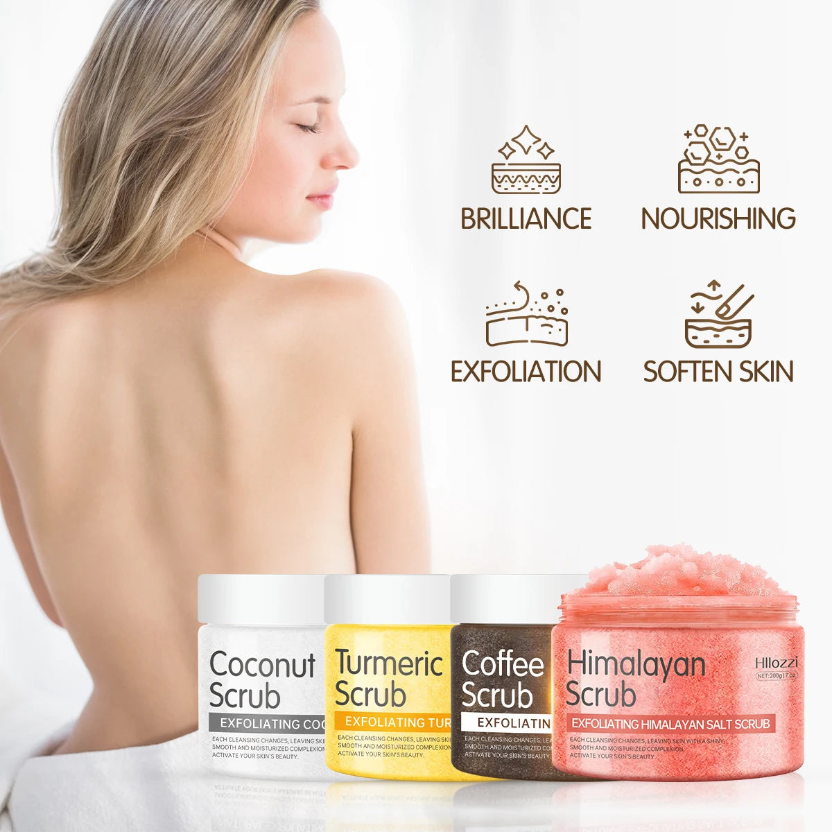 Salt Body Scrub Skin Exfoliating 4 Variants -Turmeric, Coconut, Coffee, Himalayan