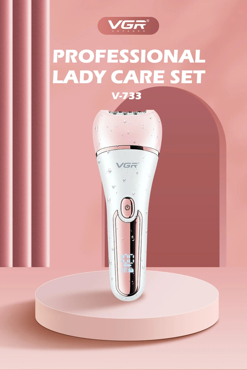 VGR Hair Remover Electric Epilator Leg Body Bikini Facial Underarms LED