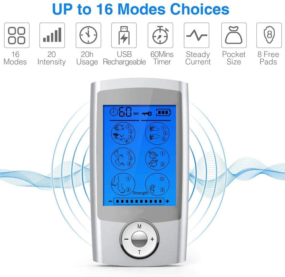 16 Modes Electric Tens Relax Muscle Stimulator EMS Acupuncture Body Massage Digital Therapy