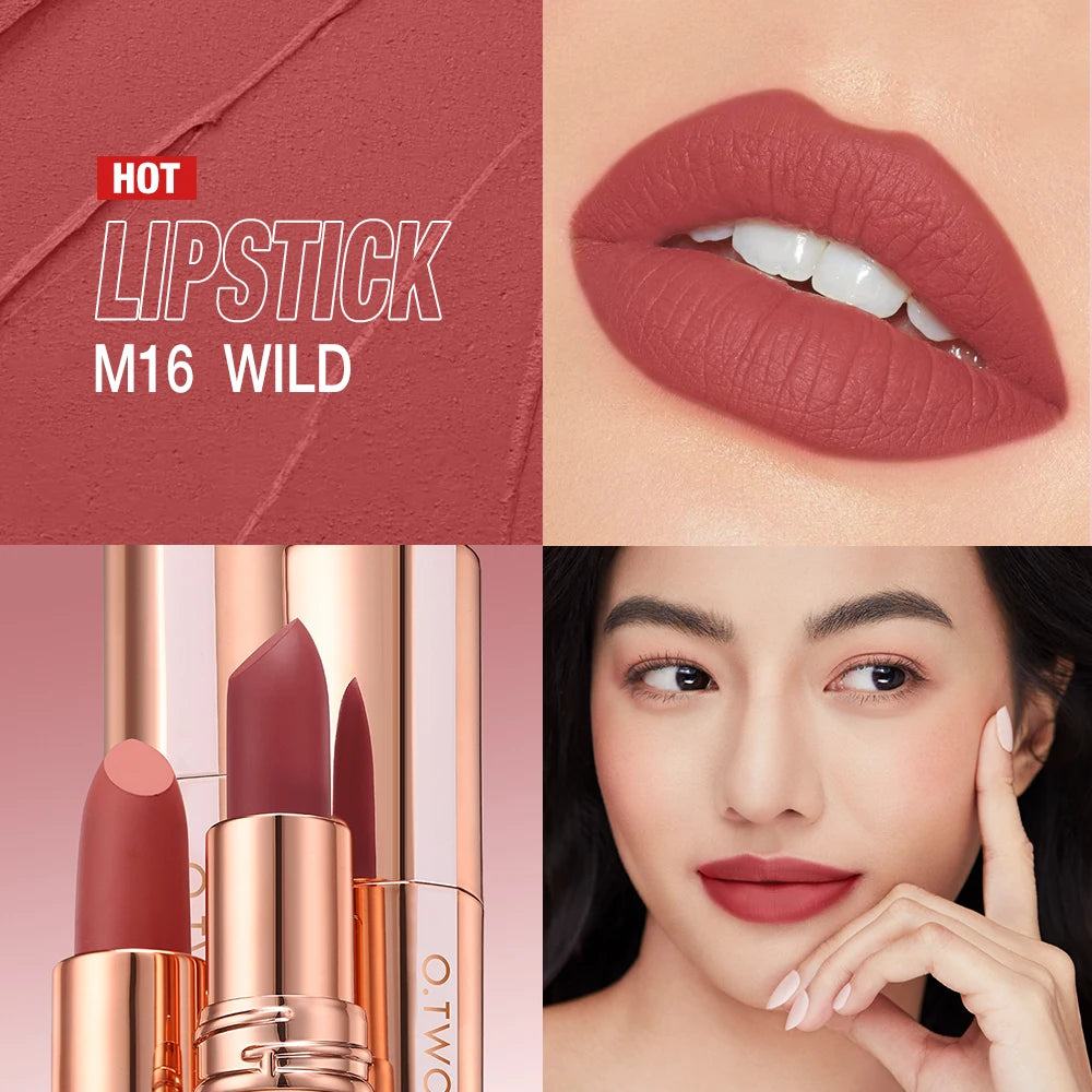 Matte Lipstick O.TWO.O Long Lasting Waterproof Lip Highly Pigmented Velvet Finish Lip