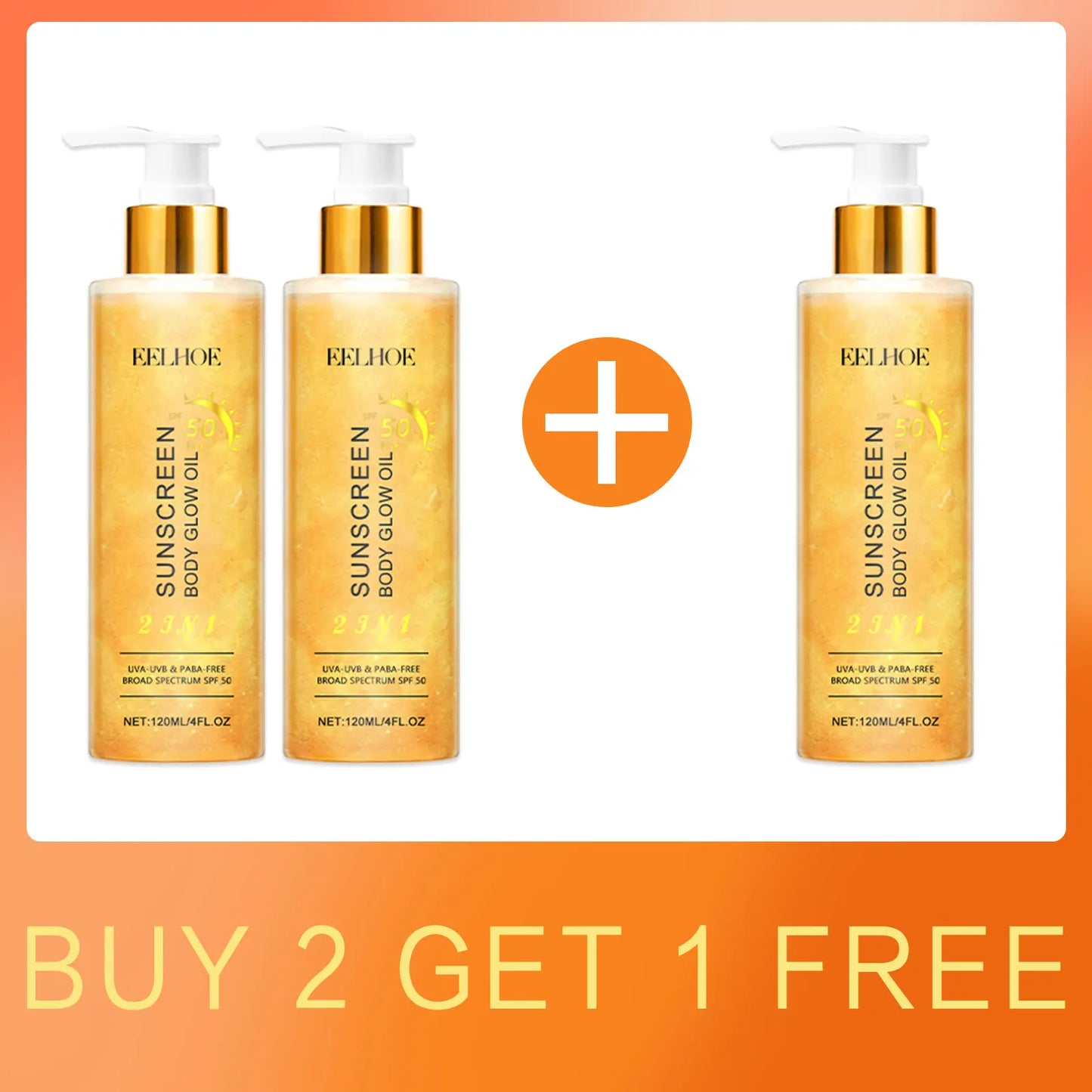 EELHOE 2 In1 Sunscreen Spf 50 Body Oil for Glowing Skin