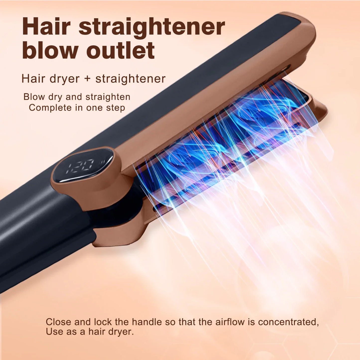 Professional 2in1 Hair Straightener and Dryer Heat-Up Flat Design