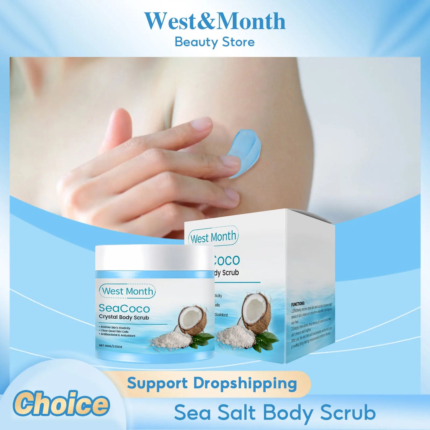 Coconut Body Scrub Remove Dead Skin Exfoliating Sea Salt