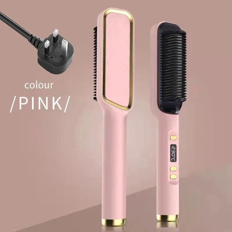 Electric Brush Straightener Multifunctional Hot Comb Negative Ion Anti-Scalding