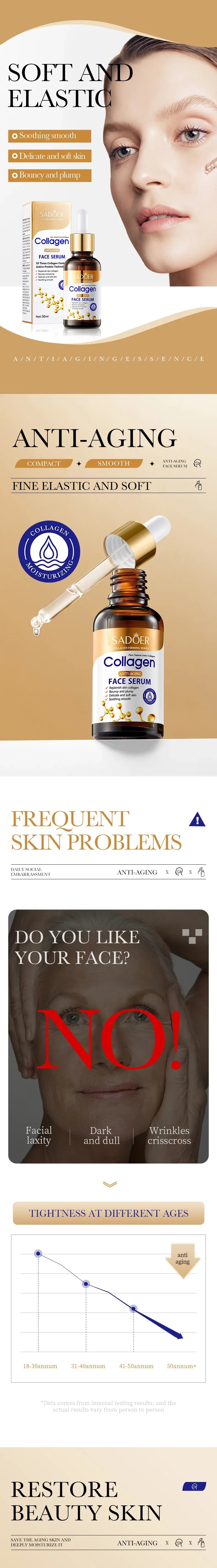 Collagen Face Serum 3pcs skincare Facial Essence Liquid Firming Moisturizing Nourishing