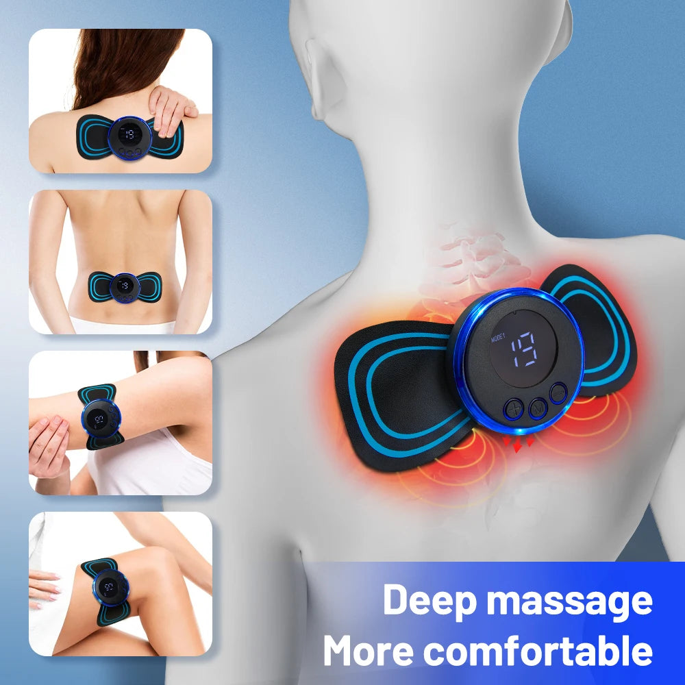 Neck Massager Mini Portable EMS Electric Massage Patch Pulse Body Muscle