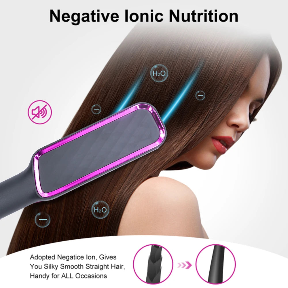 Electric Brush Straightener Multifunctional Hot Comb Negative Ion Anti-Scalding
