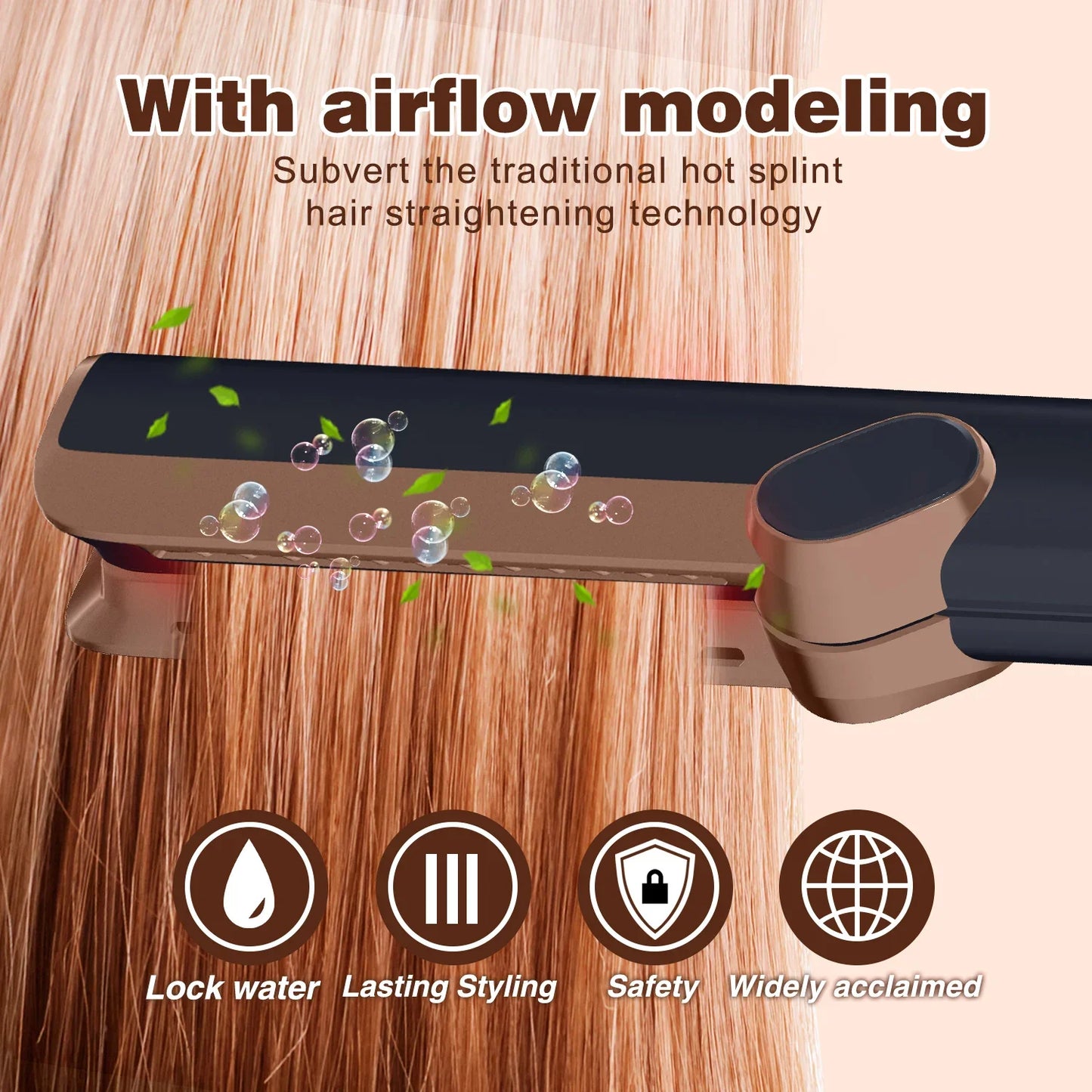 Professional 2in1 Hair Straightener and Dryer Heat-Up Flat Design