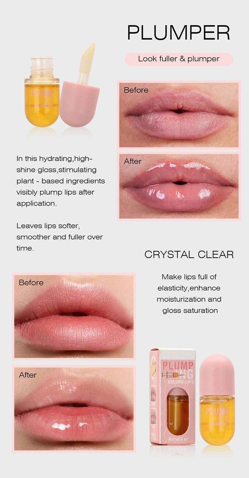 Lipgloss Sexy Cosmetic Volume Long Lasting Lip Plumper Oil Instant Volumising Lip Serum Collagen Lips Volume