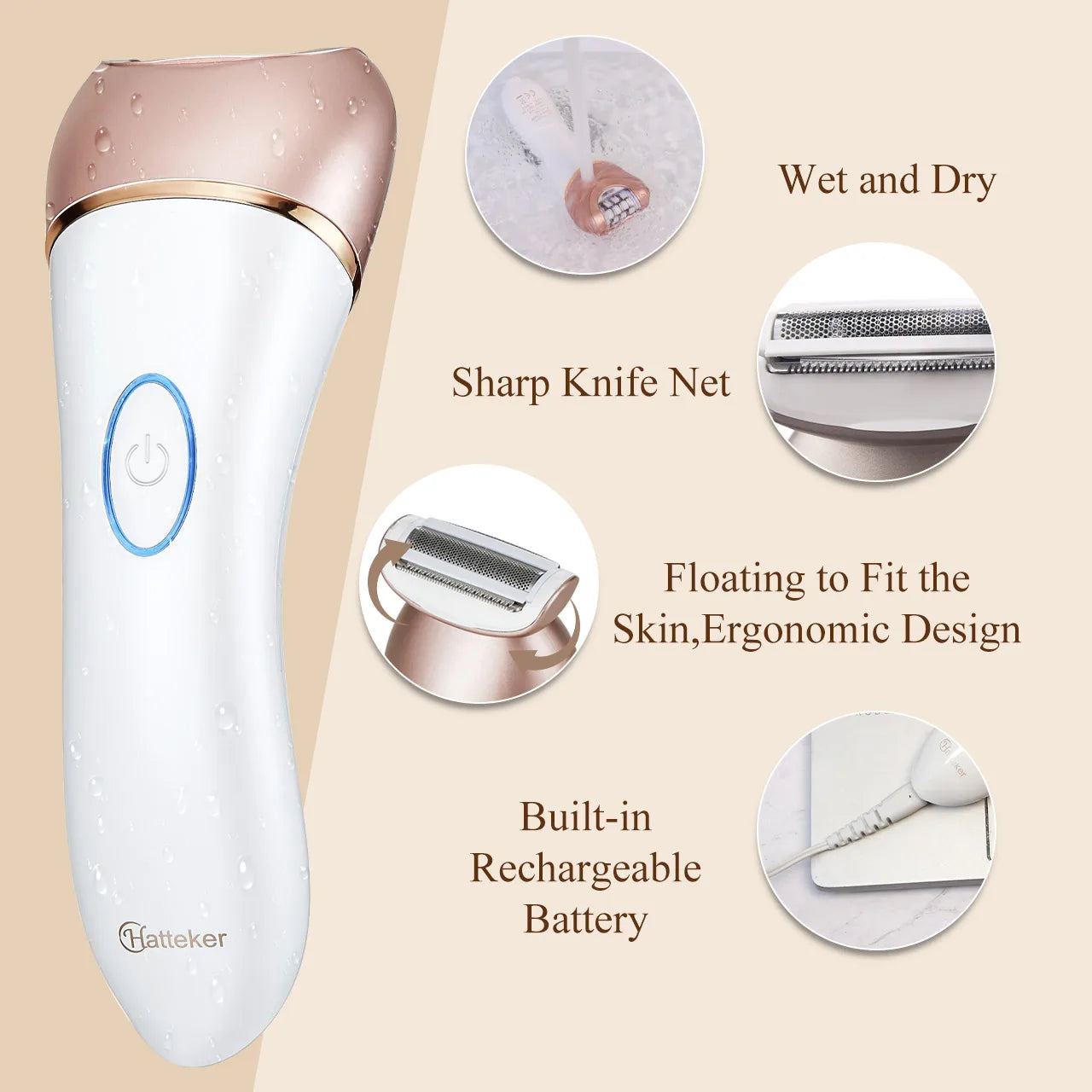Surker 2-in-1 White Epilator Ladies Face Electric Shavers
