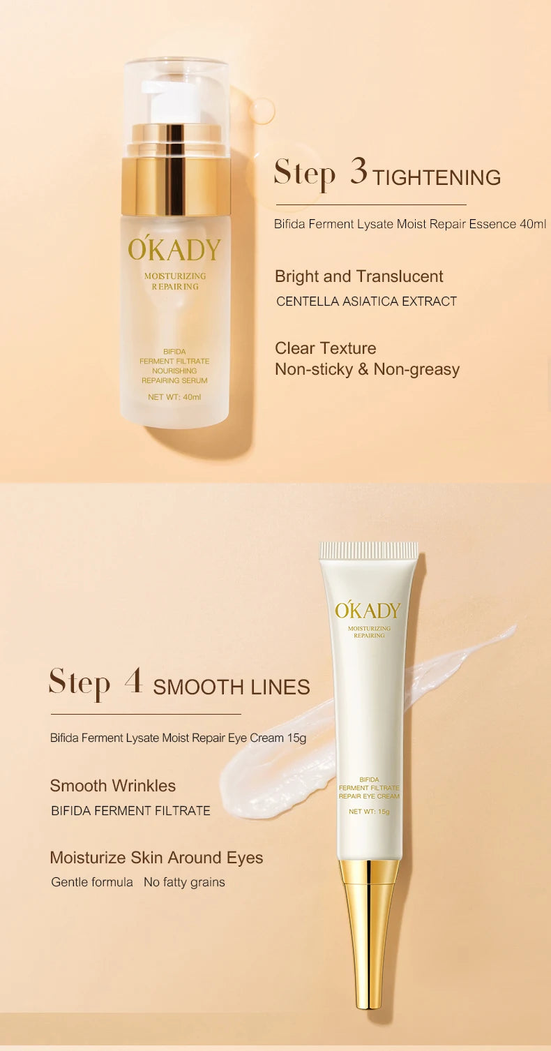 OKADY Bifida Ferment Lysate Moisturizing Anti-Aging Lotion Cream Organic Set