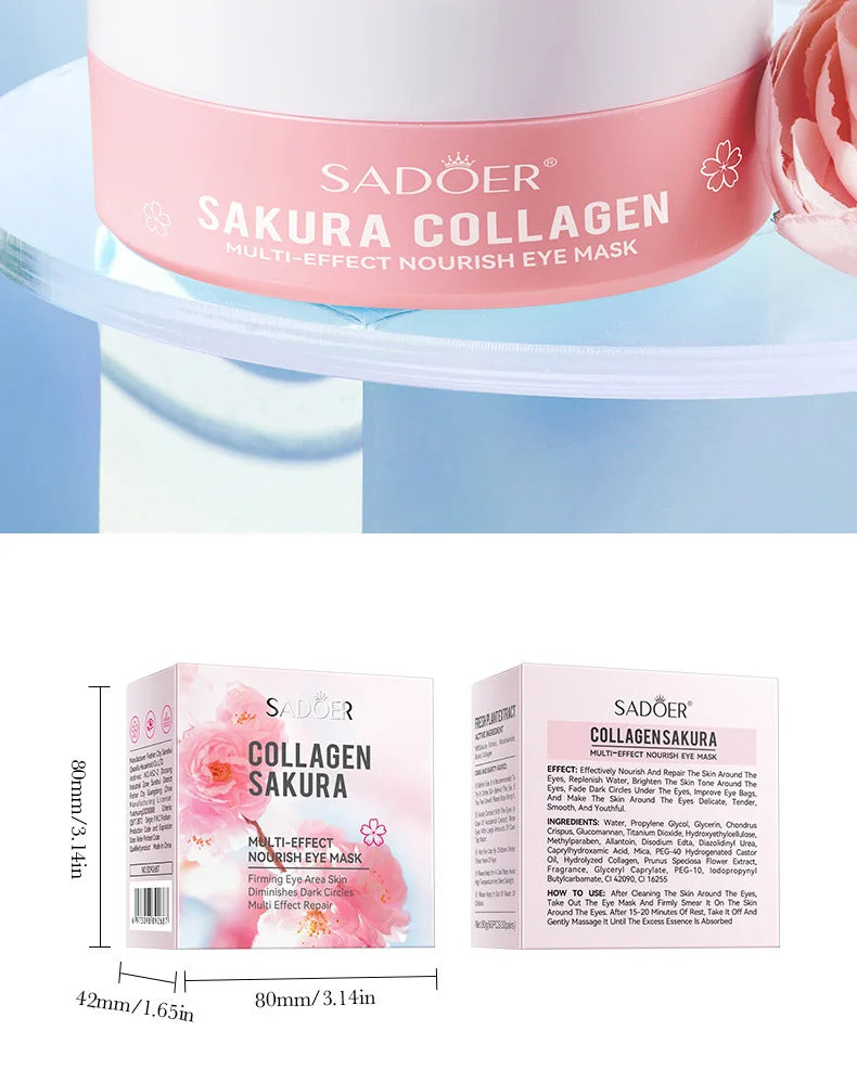 SADOER Sakura Collagen Eye Mask Anti Dark Circles Eyes 60pcs