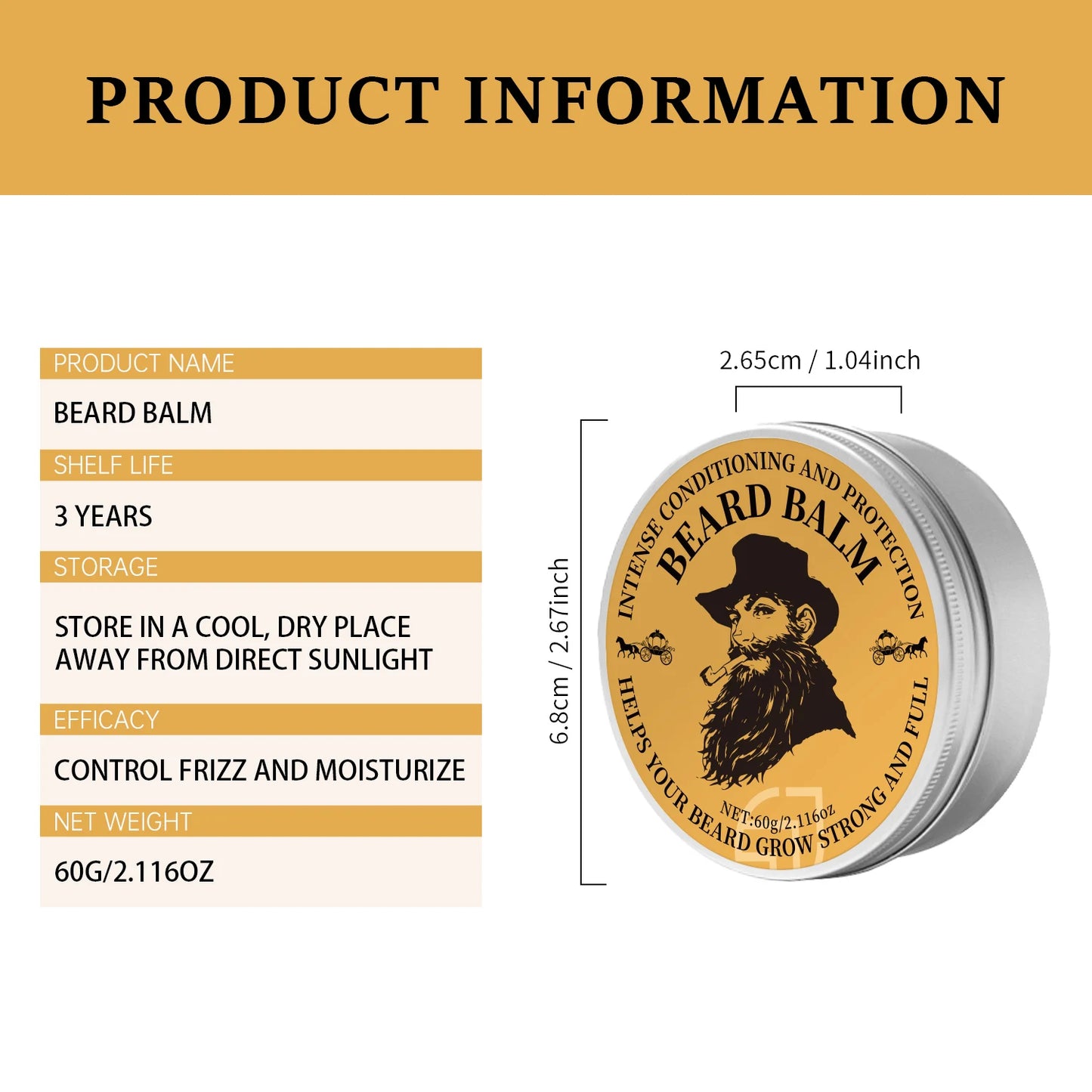 Original Lanthome Beard Balm Conditioner Oil 60g for Growth