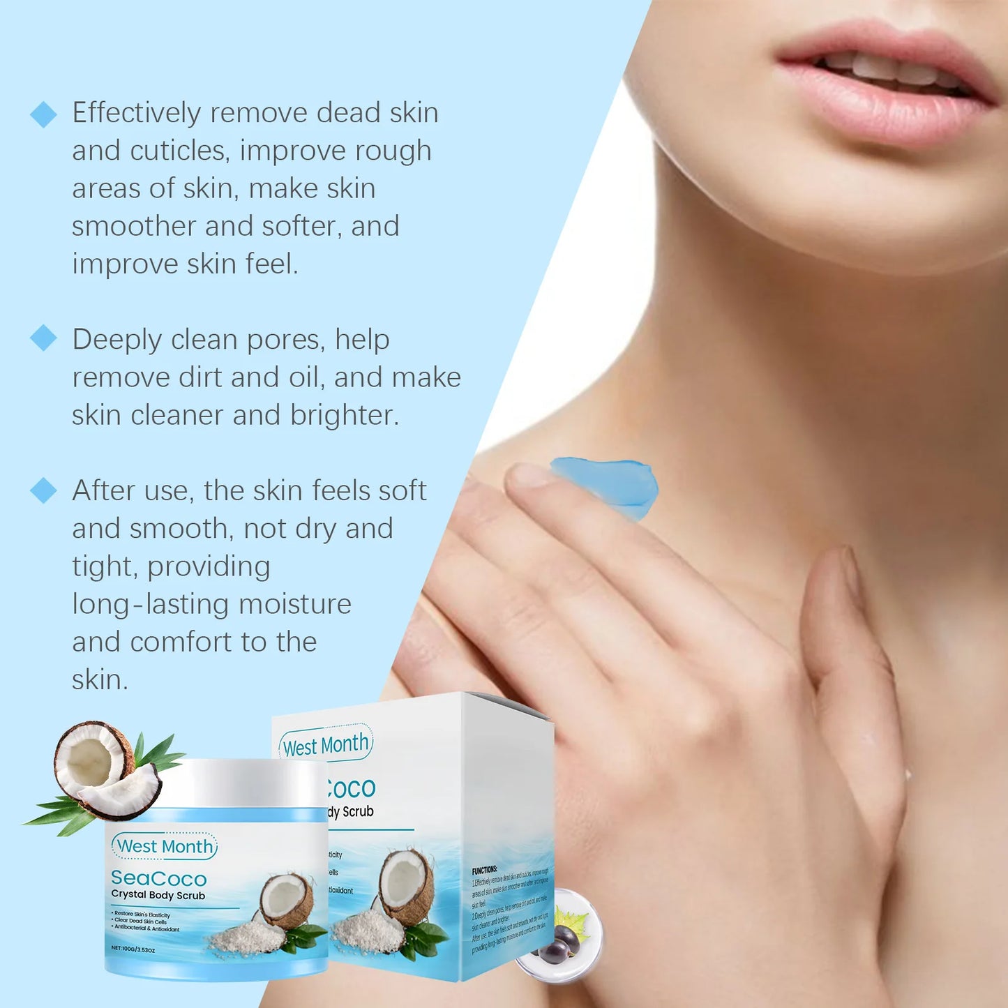 Coconut Body Scrub Remove Dead Skin Exfoliating Sea Salt