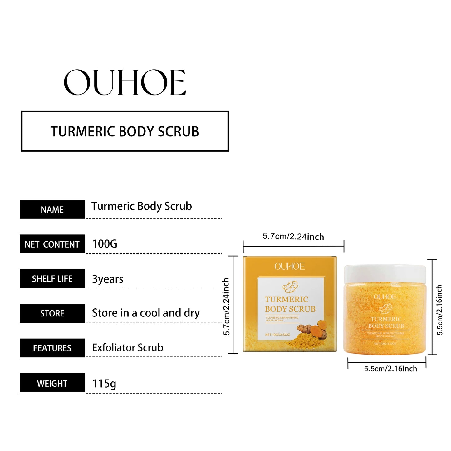 Turmeric Body Scrub Gentle Exfoliating Remove Dead Skin
