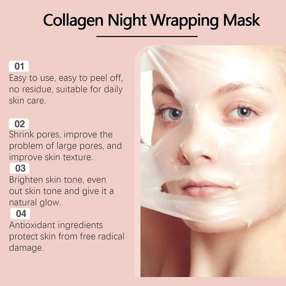 Collagen Overnight Peel Off Facial Mask, Collagen Deeply Hydrates Night Care Mask Cream 75ml