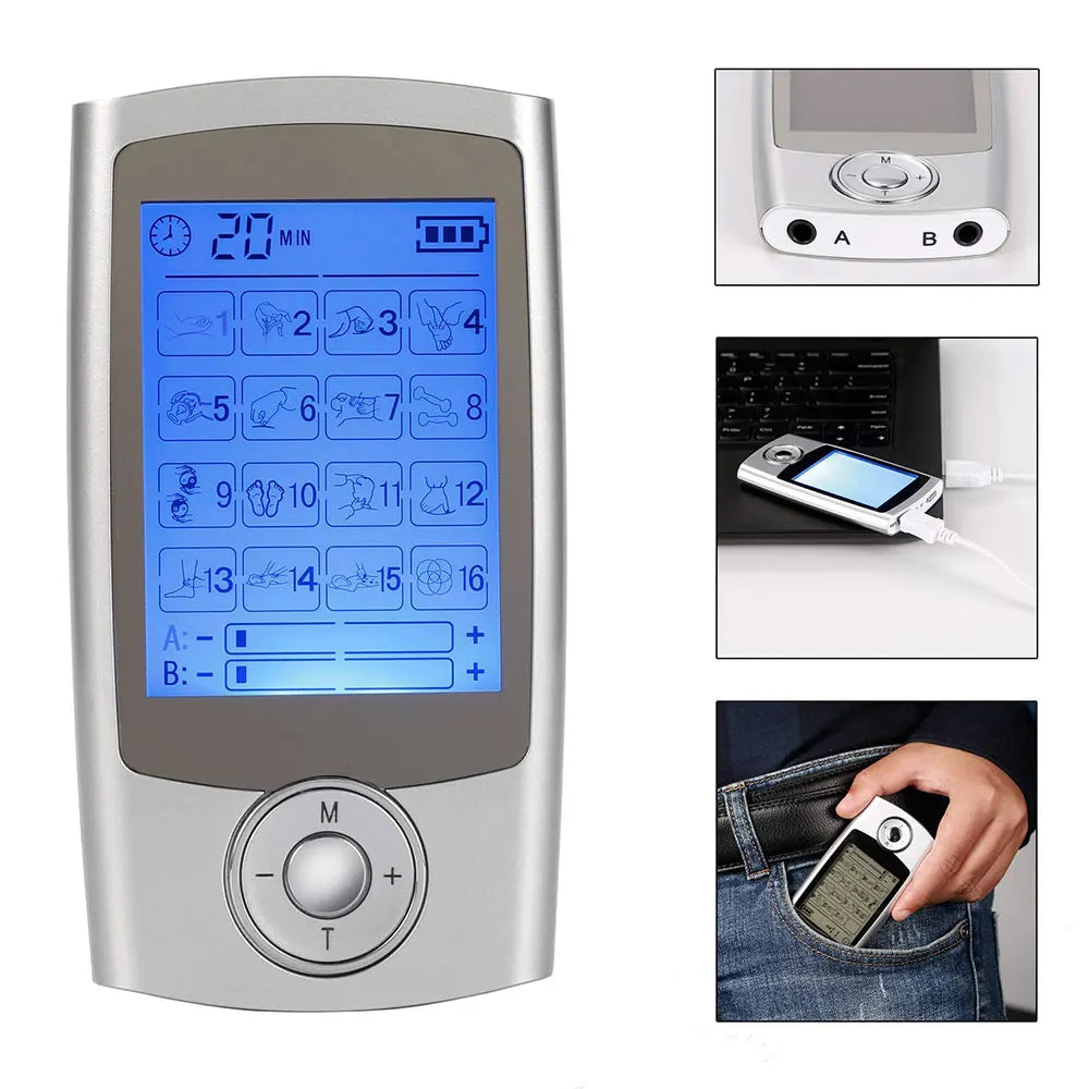 16 Modes Electric Tens Relax Muscle Stimulator EMS Acupuncture Body Massage Digital Therapy