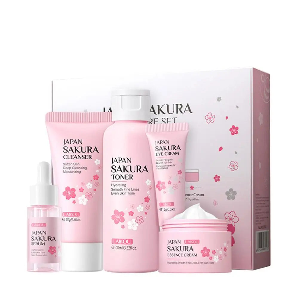 LAIKOU Japan Sakura Skin Care Set Serum Rejuvenating 5pcs/set