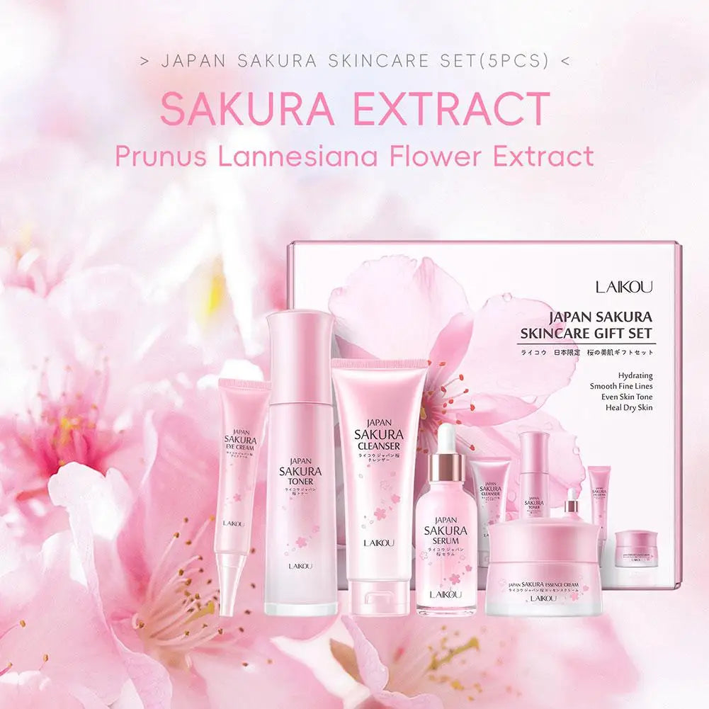 LAIKOU Japan Sakura Skin Care Set Serum Rejuvenating 5pcs/set