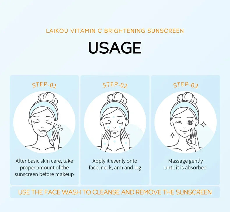 LAIKOU Vitamin C Sunscreen Relief Sun SPF 50+ High Sun Protection Hydrating
