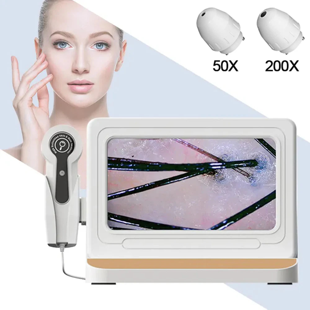 Professional use Digital Skin Analyzer 2025 HD Professional Hair Scalp Camera Detector Hair Follicle Oil Moisture Test Device 10inch 50/200X