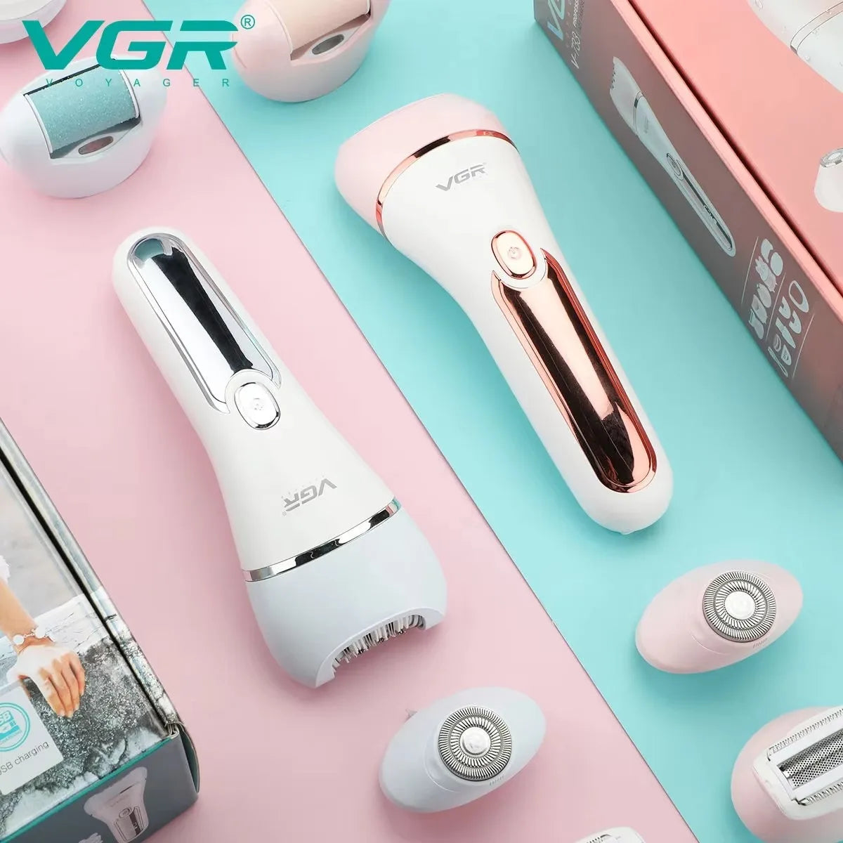 VGR Hair Remover Electric Epilator Leg Body Bikini Facial Underarms LED