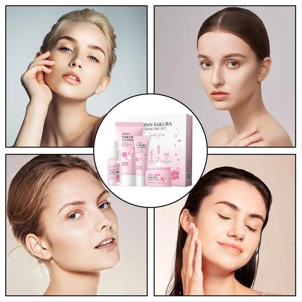 LAIKOU Sakura Skin Care Sets & Kits With Cleanser,Serum,Eye Cream, Travel Kit