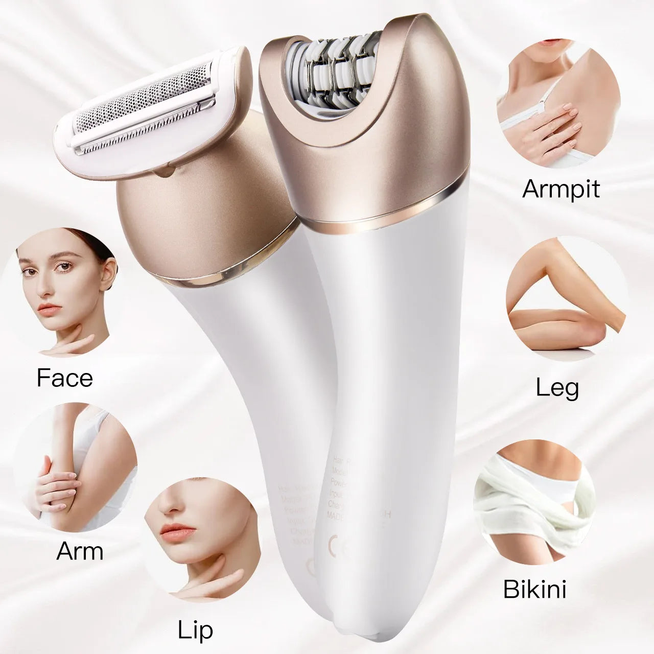 Surker 2-in-1 White Epilator Ladies Face Electric Shavers