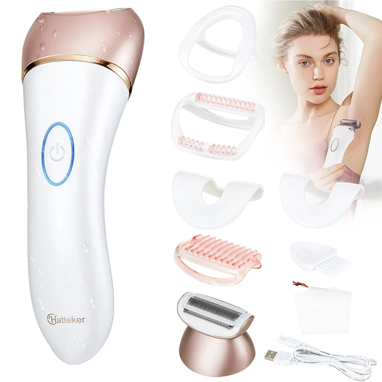 Surker 2-in-1 White Epilator Ladies Face Electric Shavers