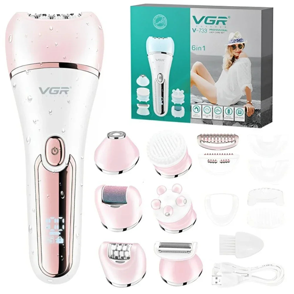 VGR Hair Remover Electric Epilator Leg Body Bikini Facial Underarms LED