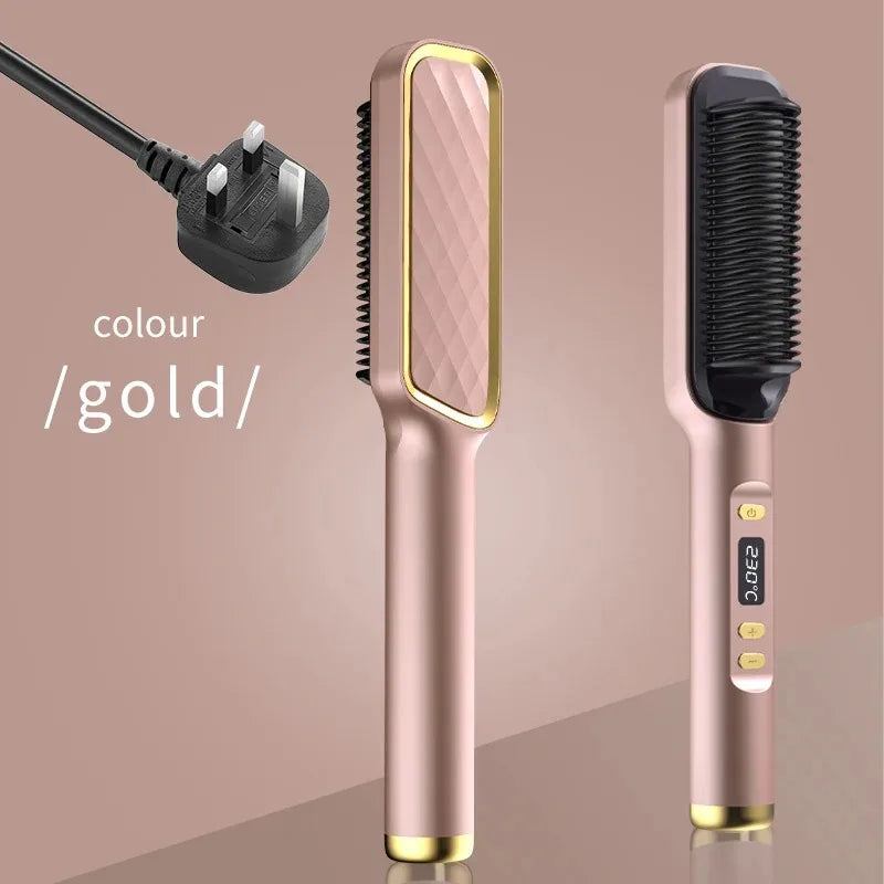 Electric Brush Straightener Multifunctional Hot Comb Negative Ion Anti-Scalding