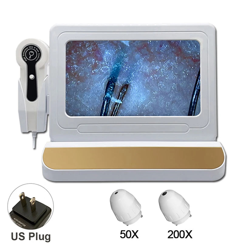 Professional use Digital Skin Analyzer 2025 HD Professional Hair Scalp Camera Detector Hair Follicle Oil Moisture Test Device 10inch 50/200X