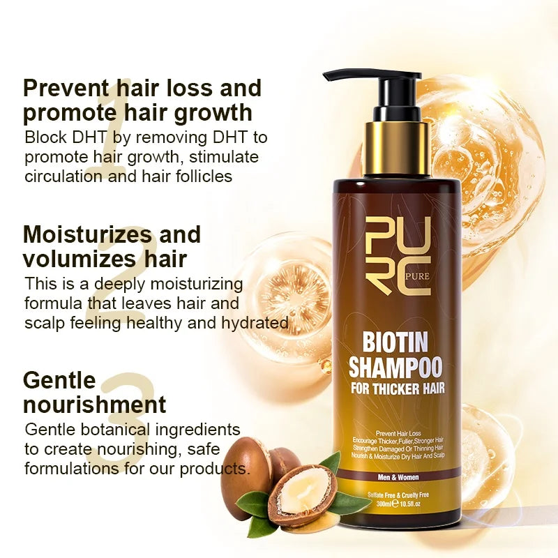 Biotin Fast Hair Growth Oil Shampoo Conditioner Set Anti Hair Loss Treatment PURC