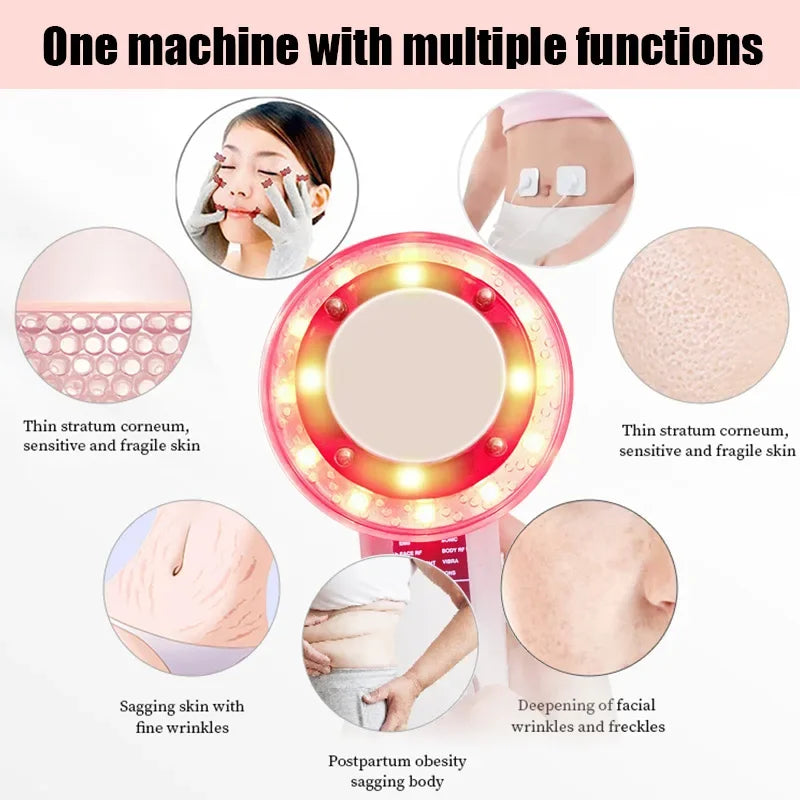 8 IN 1 Ultrasound Anti-Cellulite Body Slimming Machine Face Lifting EMS Massager RF Infrared