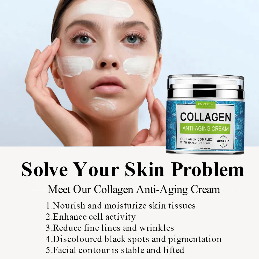 ENVISHA Face Cream Collagen Hyaluronic Acid Anti-Wrinkle Shrink Pores