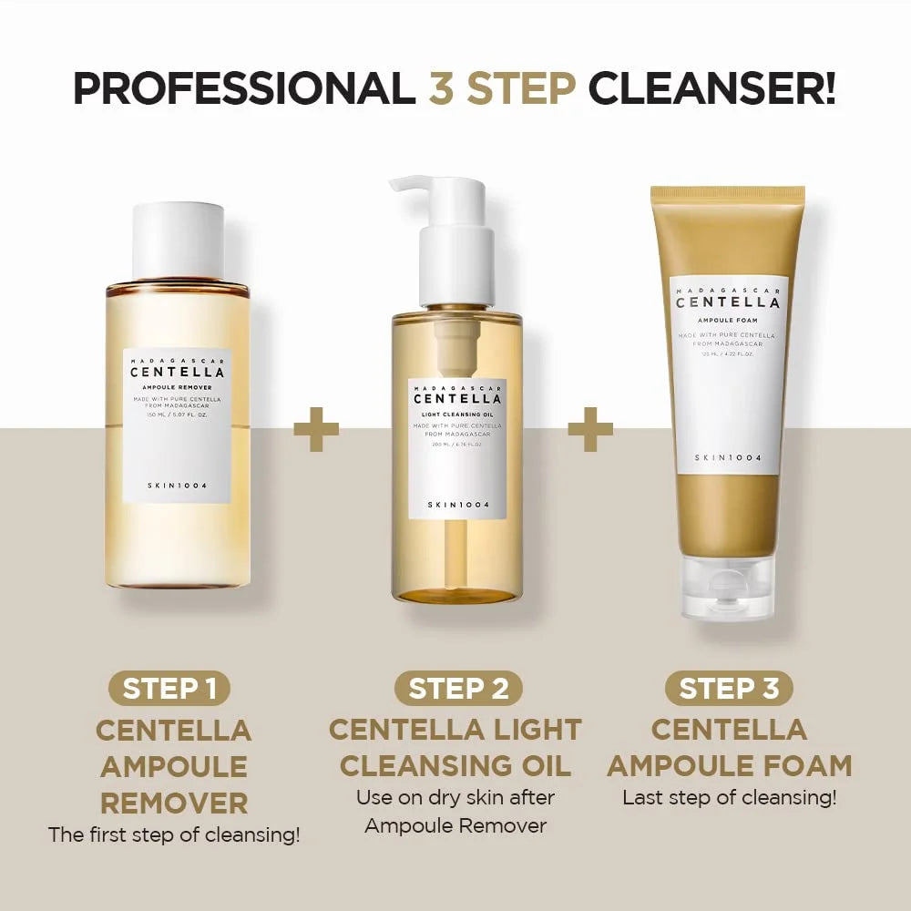 Centella Ampoule Korean Skin1004 Toner Cleanser Face Serum Cleaning Oil and Moisturizer Cream Skincare Kit Original Products Set