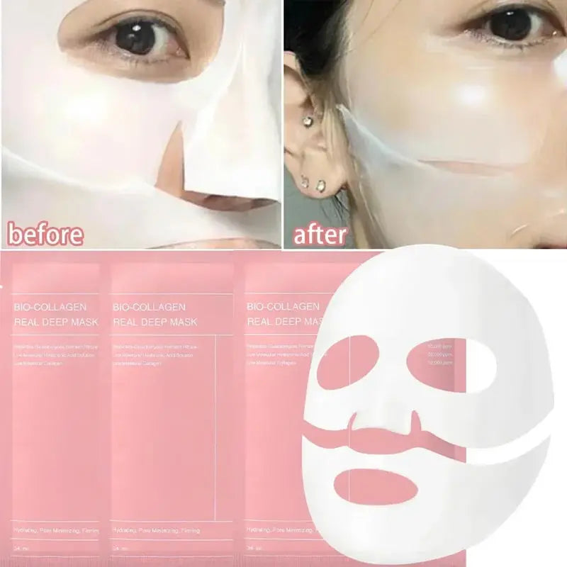 Bio Collagen Face Mask Shrink Pores Deep Hydrating Overnight Moisturizing Mask 20/10/5PCs
