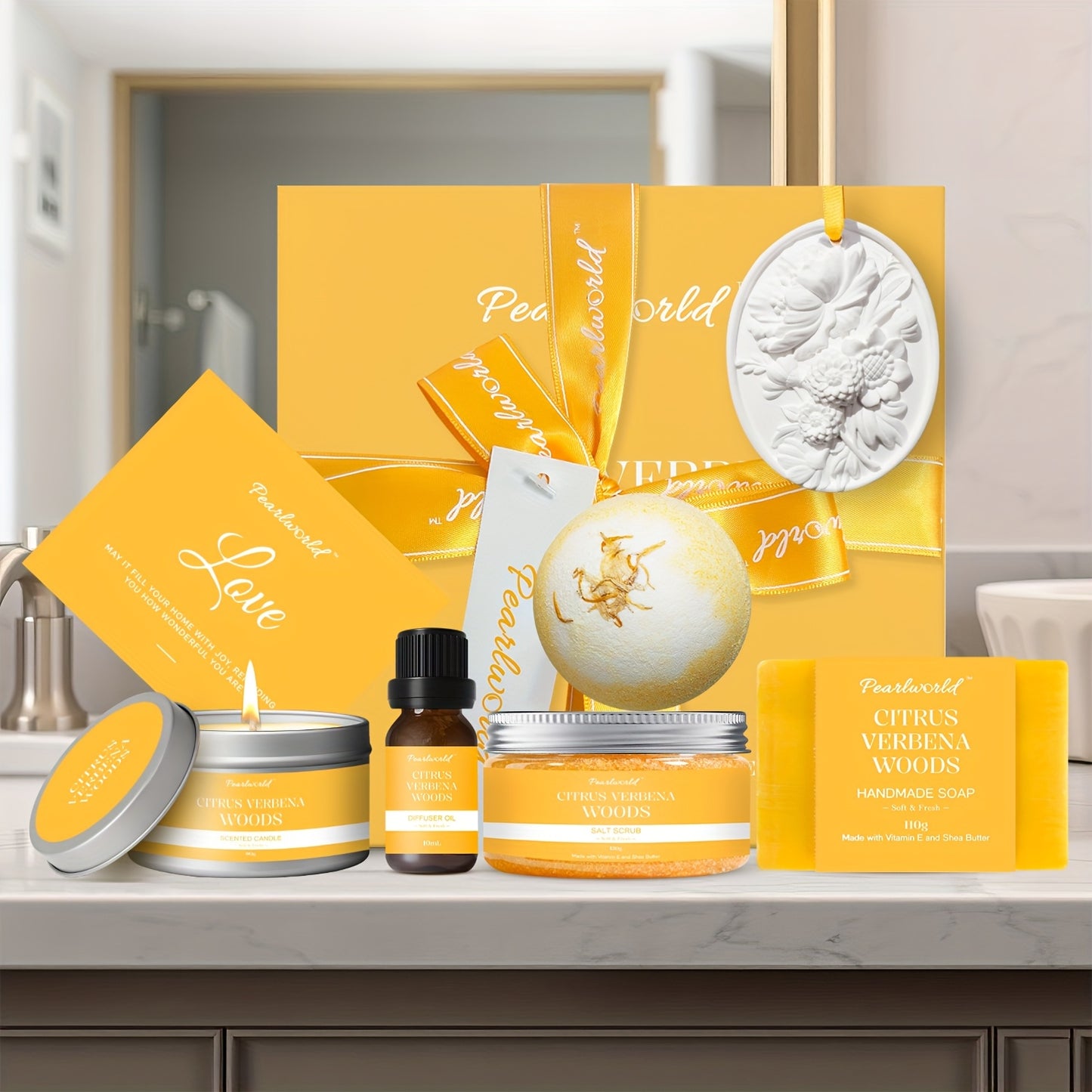 Lavender SPA Gift Box - 8pcs Luxury Bath Set, Natural Handmade