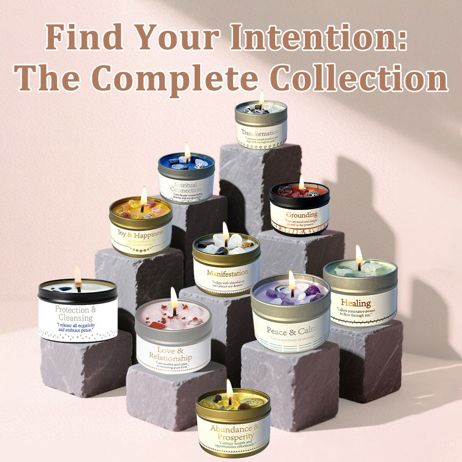 EVODUCK Law of Attraction Abundance Manifestation Candle | Patchouli & Cinnamon 3oz Scented Soy Wax Candle with Yellow & Golden Crystal | for Focus, Meditation, Yoga & Reading