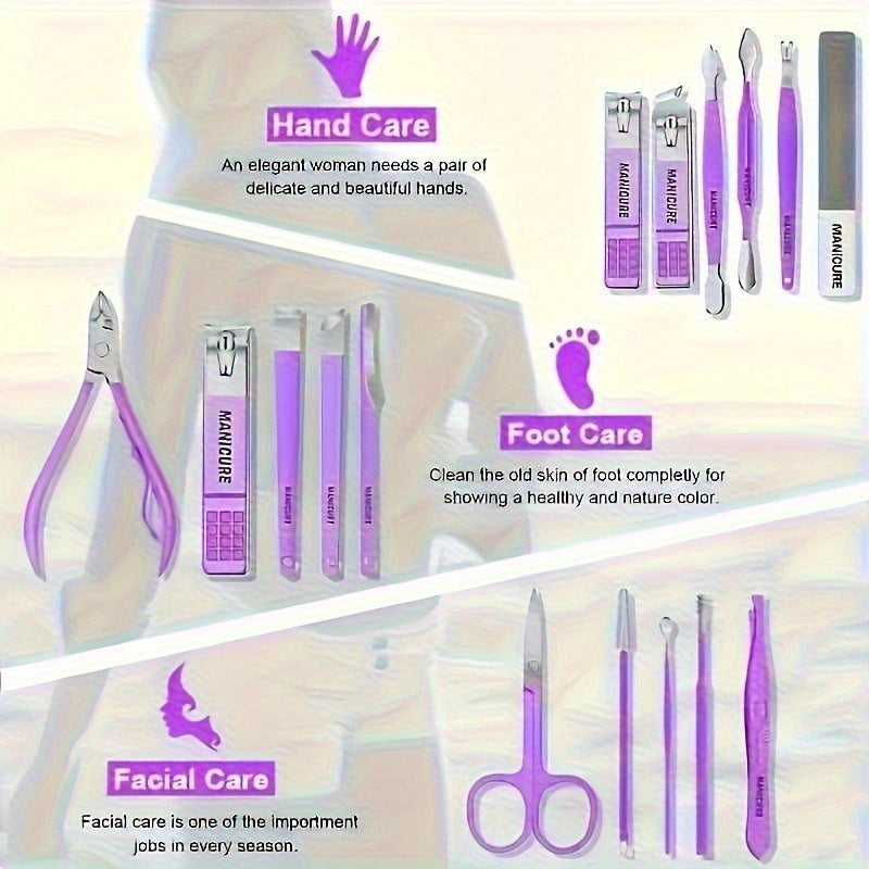 Premium Stainless Steel Nail Care Tool Set in 3 Colors Available