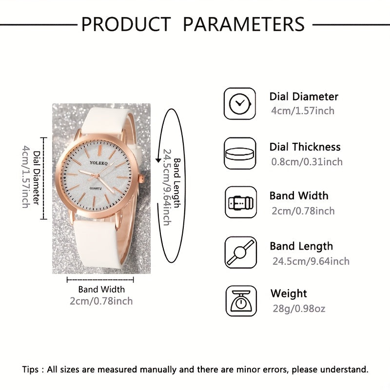 SHAARMS 5pcs Women's & Jewelry Watch & Bracelet Set - Elegant PU Strap Quartz Watch with Bracelets