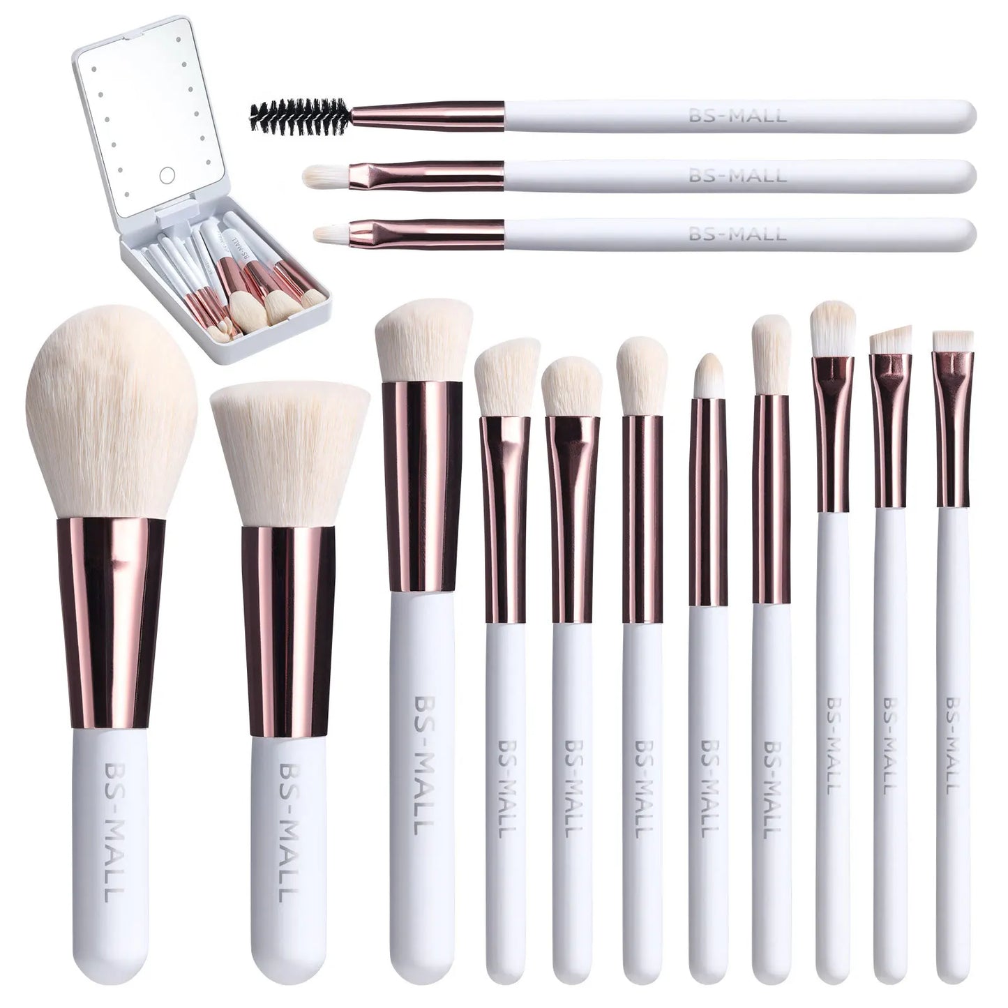 14 PCS Makeup Brush Set LED Light USB Rechargeable Makeup Brushes Kit