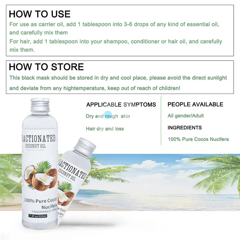 Natural Organic Coconut Oil 100% Body Face Skin Care 100ml