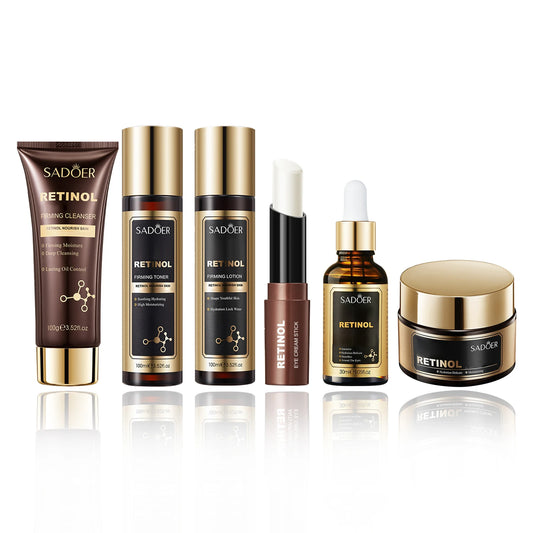 Retinol Skin Care Set 6-In-1 Gift Set With Facial Cleanser, Serum, Face Cream, Eye Cream, Toner & Lotion