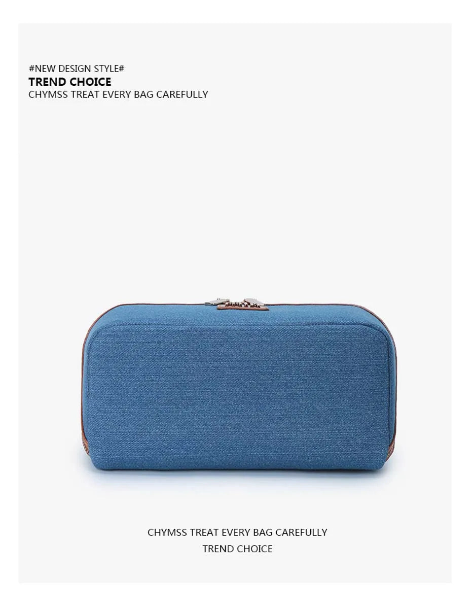 New denim organiser makeup bag for women