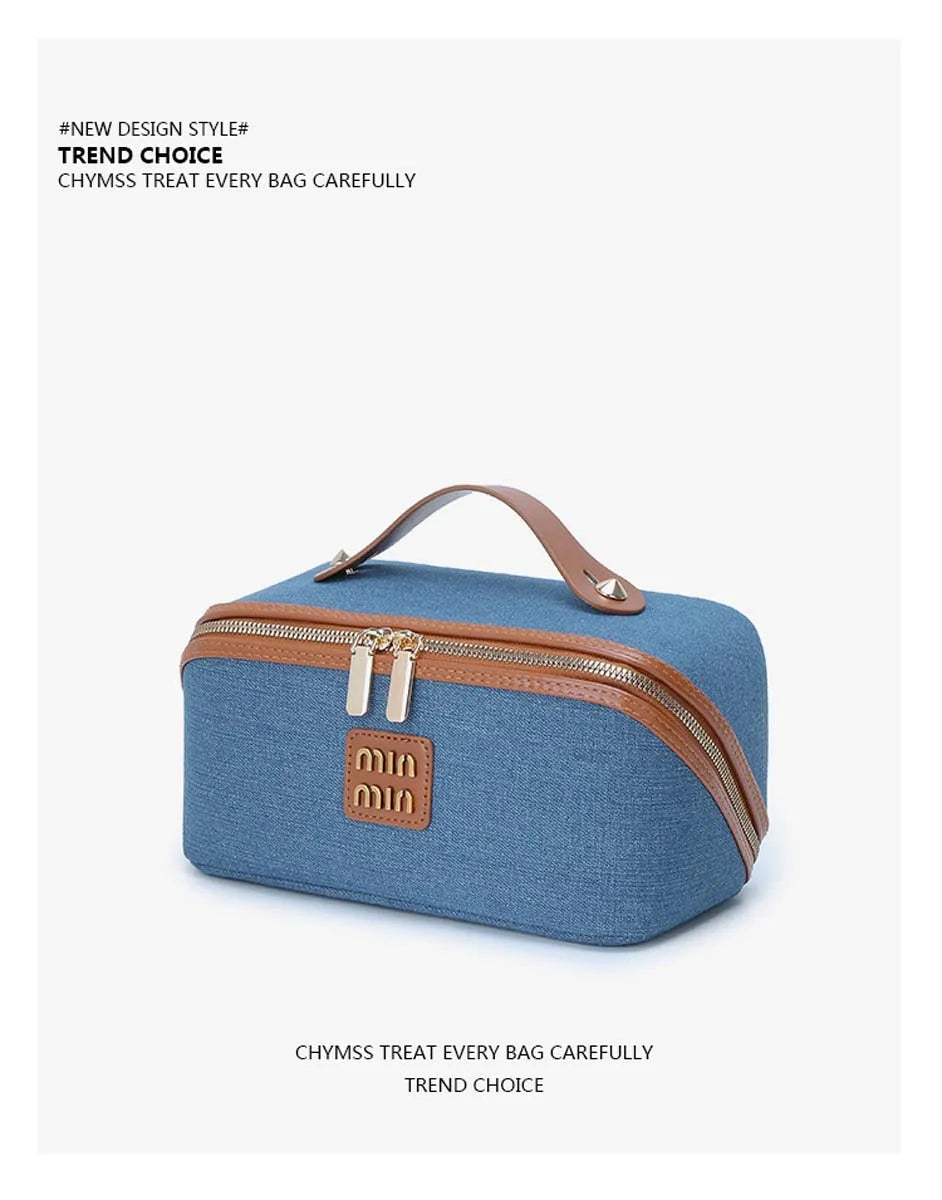 New denim organiser makeup bag for women