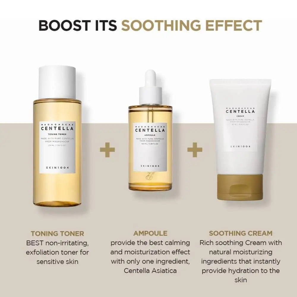 Centella Ampoule Korean Skin1004 Toner Cleanser Face Serum Cleaning Oil and Moisturizer Cream Skincare Kit Original Products Set